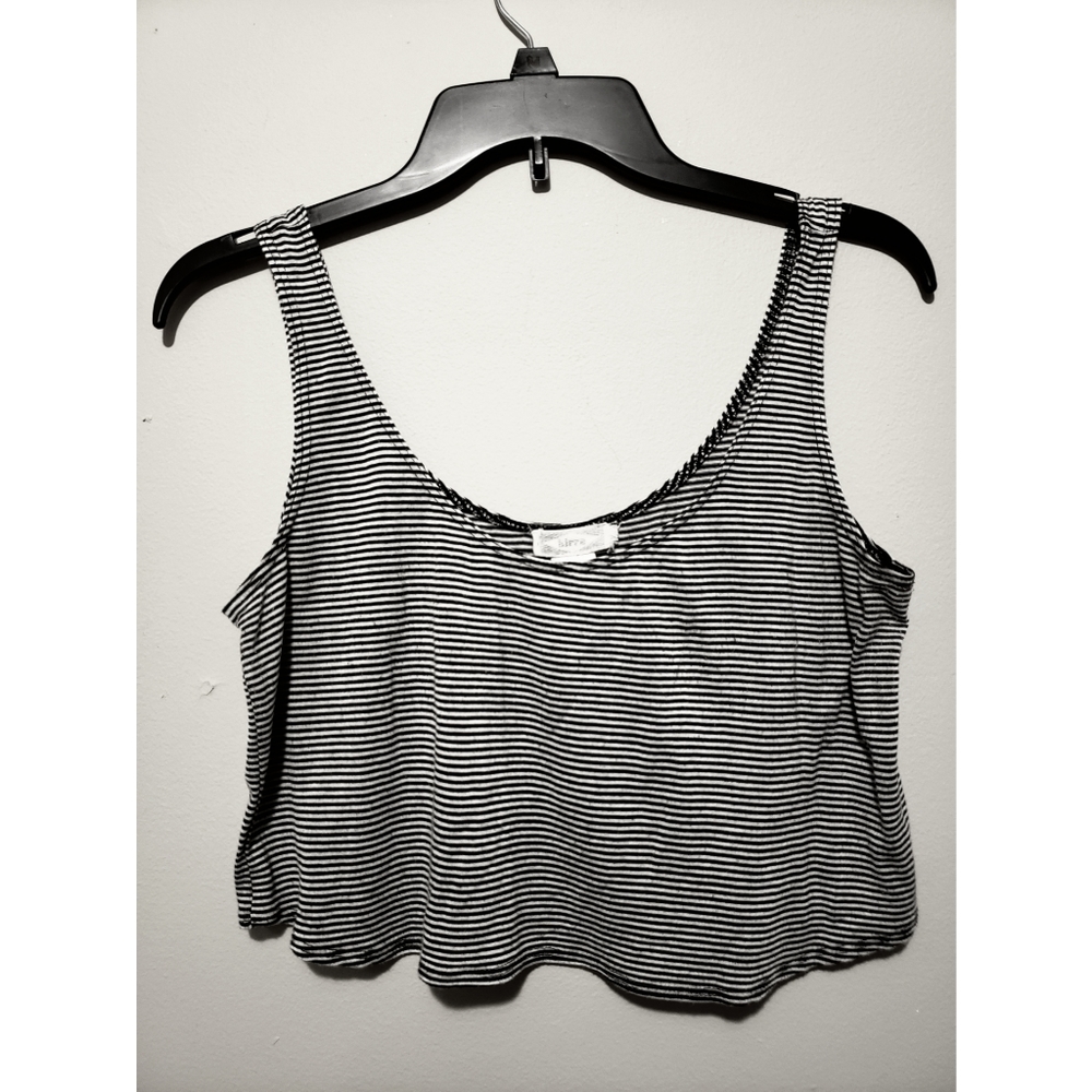 Striped Black and White Cropped Tank